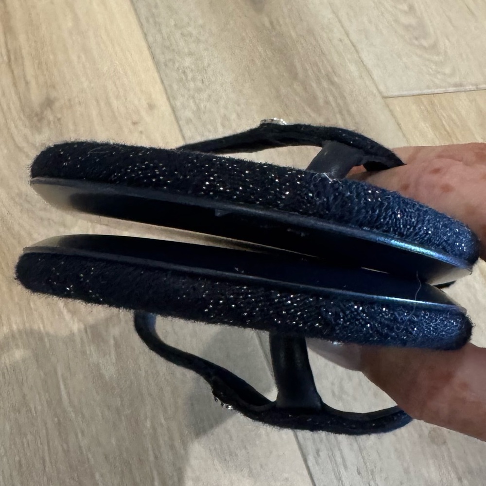 NWT Chanel Cotton SIlk Crystal CC Thong Sandals, Size 39 - Picture 4 of 7